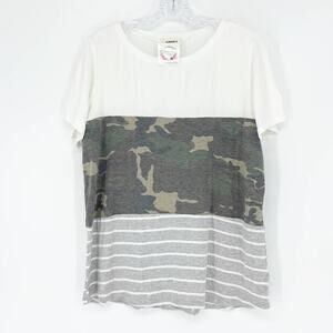 Boutique Adora Camouflage Striped White Top Medium